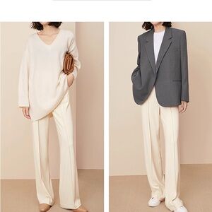 Beige Wide-Leg Pants, Elegant & Versatile